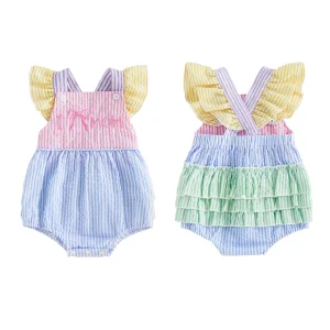 Girls Floral Ruffle Embroidered Jumpsuit