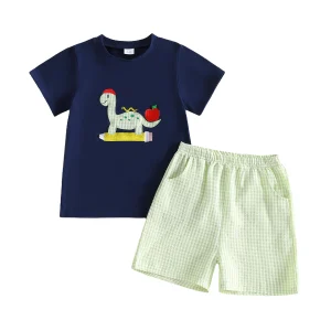 Dino Embroidery T-Shirt set