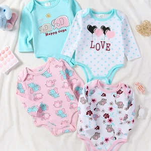 4-pc Baby Girl Long Sleeve onesie