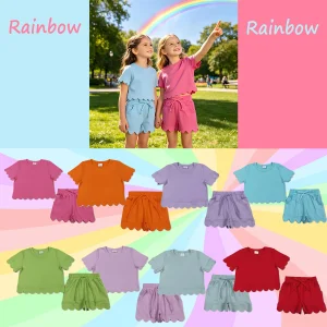 Short Sleeve Top scallop Shorts